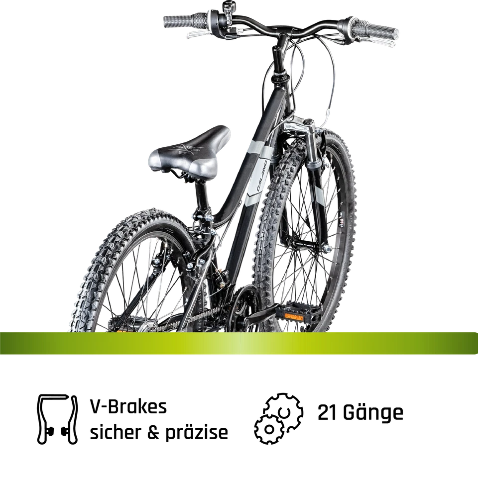 Galano GA20 Mountainbike 24" Hardtail Alu Fahrrad 21-Gang Jugend black/grau 30cm - Bild 4 von 4