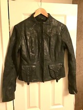 Firetrap Women's Black Leather Biker Jacket (medium)