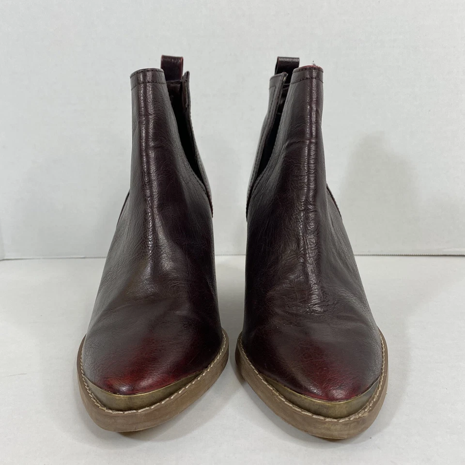 Botas botines apilados de cuero marrón borgoña 7 para mujer sin clasificación Foto 4 de 4