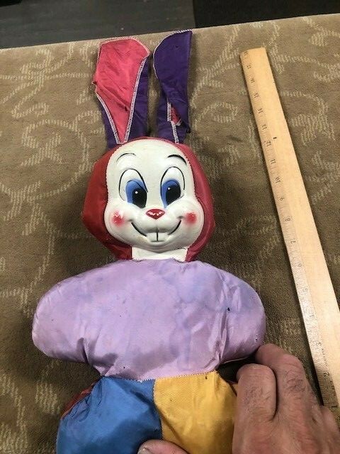 Vintage My Toy Rubber Faced Plush Bunny Rabbit Stuffed Animal TAKE