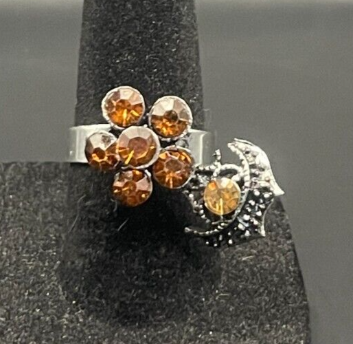 Silver Tone Rhinestone CZ Cocktail Ring - Size 6.5