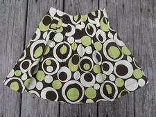 Mini Boden  Girls Green and Brown Retro Print Fall Skirt  Size 4-5Y
