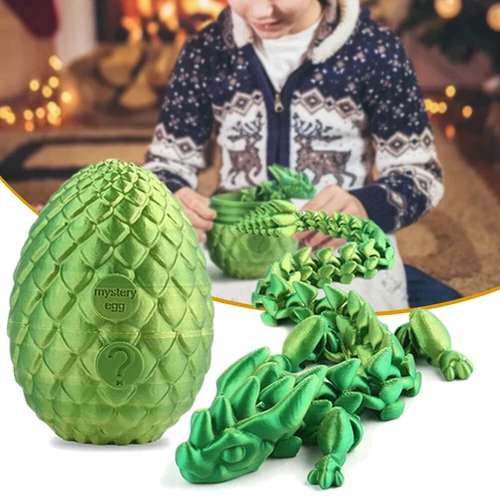 3D Printed Dragon Egg 12" Articulated Crystal Dragon Fidget Toy Figurine Decor - Picture 6 of 7