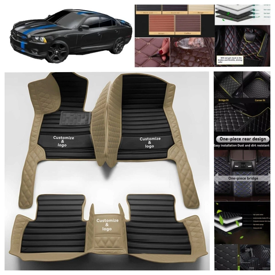 For Dodge Charger 2006-2024 SRT RT Scat Pack Car Floor Mats Waterproof Leather Foto 4 de 4
