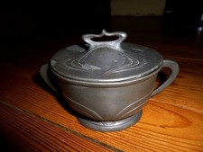 TRES RARE SUCRIER EN ÉTAIN ART NOUVEAU DE WALTER SCHERF JUGENDSTIL OSIRIS/ISIS.