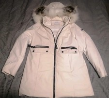 Derek Lam 10 Crosby White Puffer Jacket Faux Fur Hood Coat Size Xl Rrp £570 Read