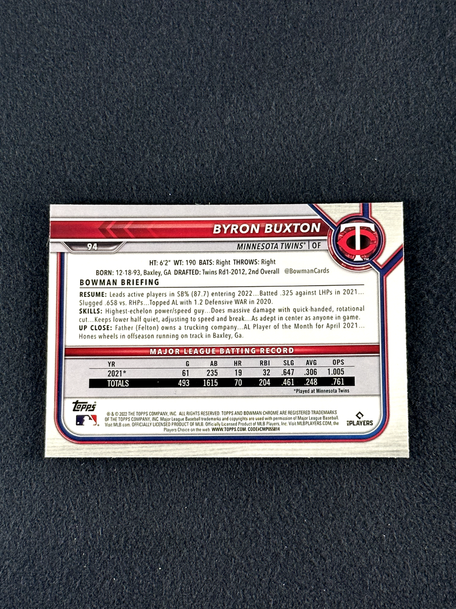 2022 Bowman Chrome BYRON BUXTON Base #94 - Minnesota Twins | eBay