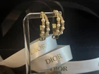 DIOR CD HOOP PEARL EARRINGS - Box & Dust Pouch Included