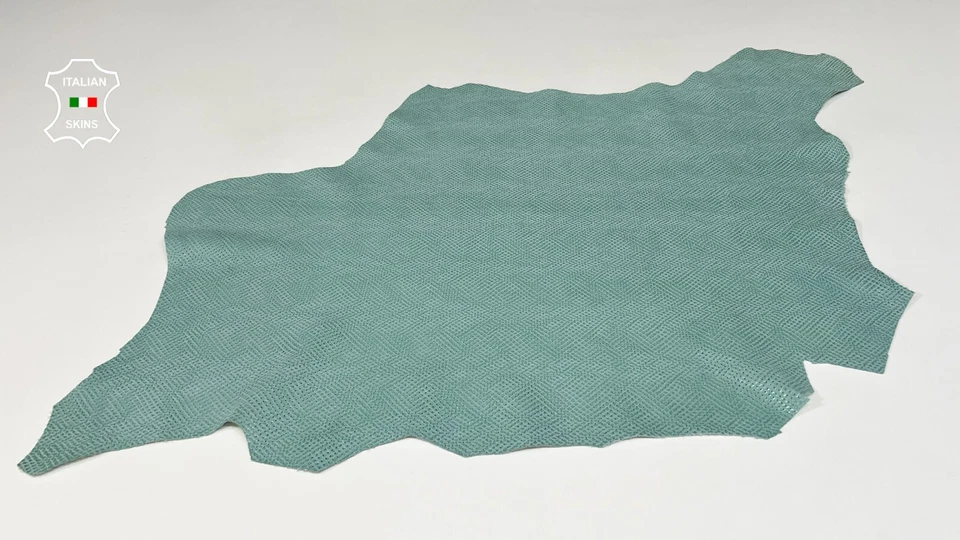 AQUAMARINE SNAKE PINHOLES PERFORATED PRINT On Goatskin leather 3+sqf 0.9mm B9191 - Image 2 of 4