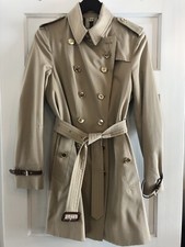Burberry Heritage Trench Coat Size Us 10 Leather Strap Gold Button