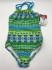 Kanu Surf Girls' Jasmine Beach Sport Halter One Piece - Girl's Size 8, NEW