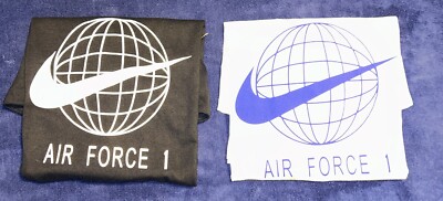 Nike Air Force 1 Men s Sz XL Lot Of 2 T Shirts Global Swoosh Black & White