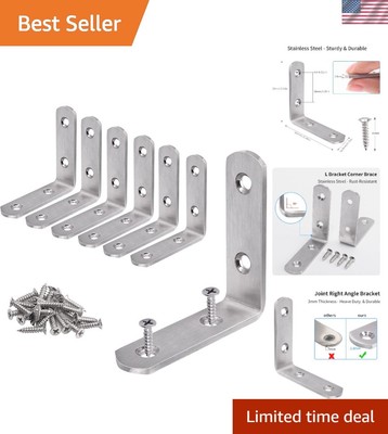 6-Pack 65x65mm Right Angle Brackets - Sturdy Stainless Steel for All Furniture