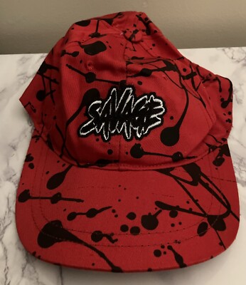 SAVAGE Dad Hat Hip Hop Paint Splatter Snapback Skater Cap Red Prime Threads