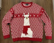 33 Degrees Red Llama Knit Ski Sweater Size XXL Winter