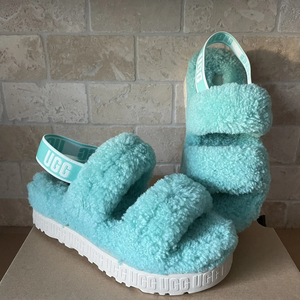 UGG OH FLUFFITA TIDE POOL SHEARLING PLATFORM SANDAL SHOE SLIPPER SIZE US 9 WOMEN