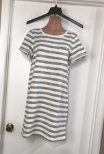 Loft Beach Gray/Black & Ivory Stripe Short Dress~Size Medium~MSRP $79.50) NWT