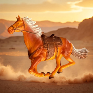 Vintage Popak New Ray Brown Orange Tan Galloping Horse Figure 4.75" A48