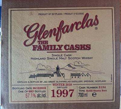 Glenfarclas  1997 - 2018  Family Cask  57,1 %  limitiert auf 603 Flaschen  Cask