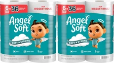 Toilet Paper, 6 Super Mega Rolls : 36 Regular Rolls (Pack of 2)