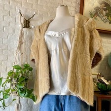 Vintage 1950s Cream Mink Fur Stole