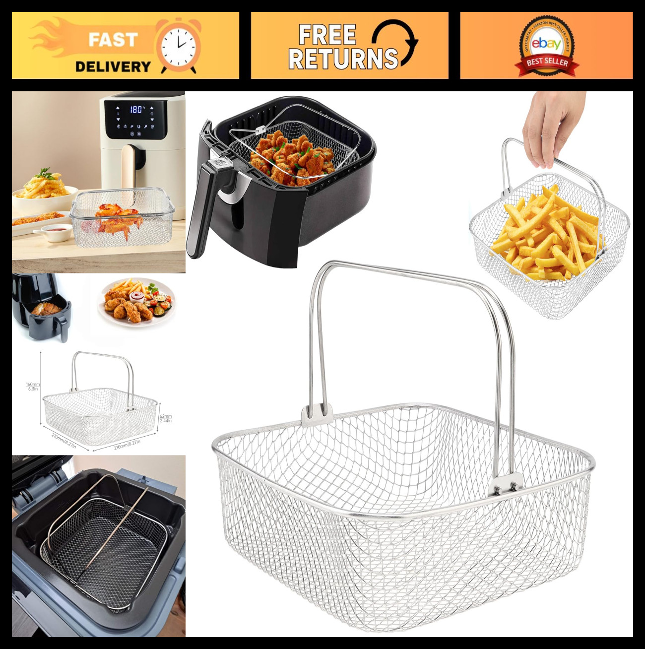 Basket Accessory - Square Stainless Steel Mesh Steamer Repla