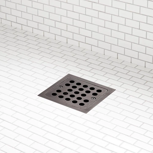 Signature Hardware SH608GM Menlo 4-1/2 in. Square Shower Drain in Gunmetal - Picture 2 of 3