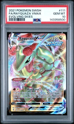 2021 Pokemon Sword & Shield Evolving Skies #111 Fa/Rayquaza Vmax PSA 10