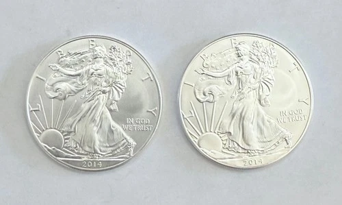 2014 American Silver Eagle 1 OZ. X 2 /.999 Fine Silver BU Uncirculated