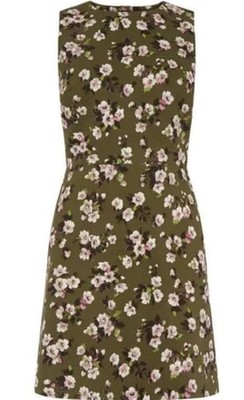 Warehouse Mae Floral Shift Dress green printed cotton Size 10 New Tags BNWT