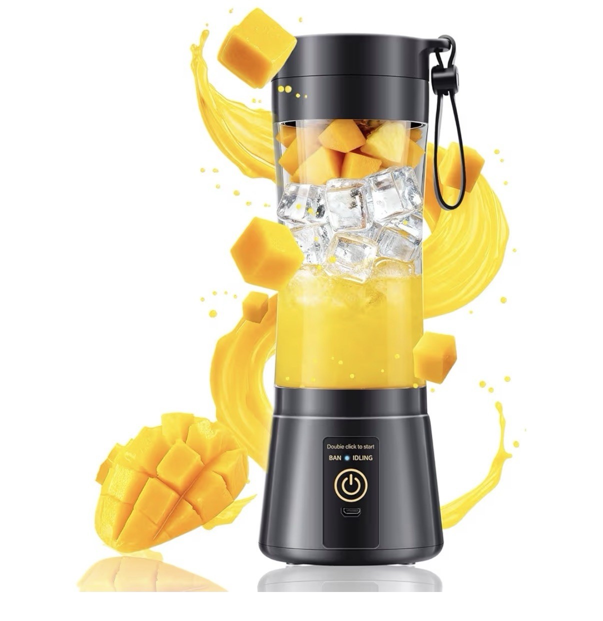 Portable USB Rechargeable Blender, 6 Blades, Food Grade PC, Black, BAN IDLING