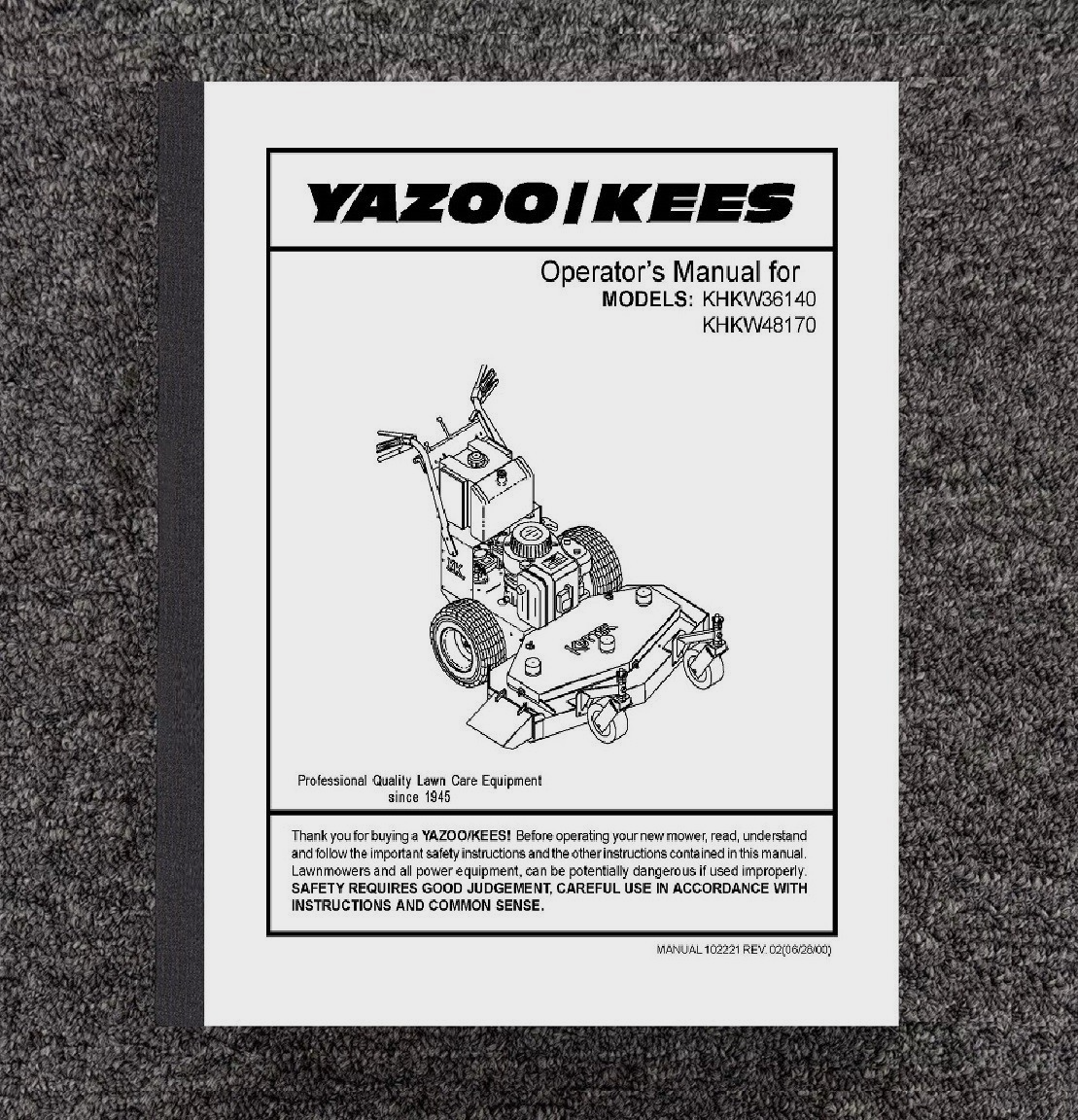 yokjオーダーページ Zero Turn Mower Operator Instruction Manual Yazoo-Kees KHKW36140
