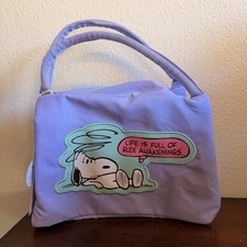 Lila Peanuts Snoopy Henkeltasche mit Etikett Thermo Kühltasche Tragetasche 