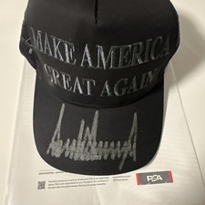 Donald Trump Signed Black Maga Hat.  Psa.