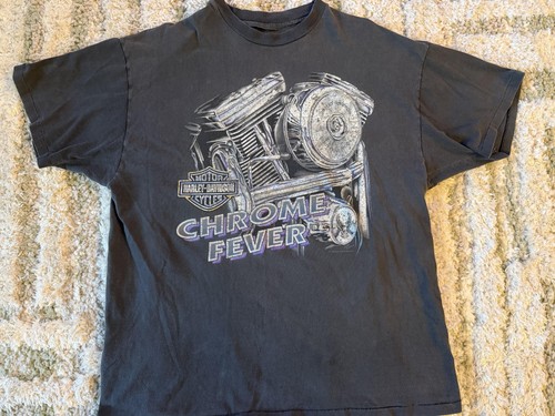 Vintage Harley Davidson Chrome Fever Shirt Mens Large Black Atlanta Dealer 1990s