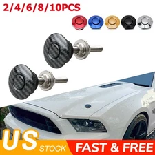 2PC Universal Push Button Quick Release Hood Pins Bonnet Lock Clip Latch Bumper