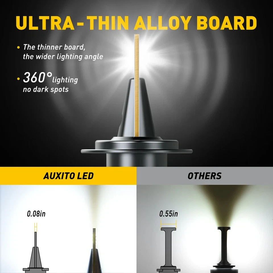 2Pcs AUXITO Y13 H7 LED 6500K White 16000LM 80W Canbus Turbo LED H4 H8 H11 9005 9 - Image 2 of 4