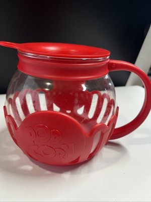 Ecolution Micro-Pop Glass Popcorn Popper 3 QT Red For Microwave Use 