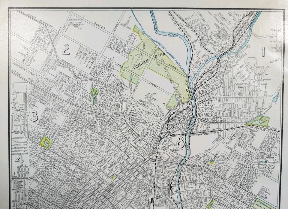 Vintage 1904 LOS ANGELES CALIFORNIA Map 11"x14" ~ Old Antique Original CHINATOWN - Image 3 of 4