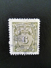 PHILIPPINES  USED STAMP 1947 POSTAGE DUE 6 CENT OLIVE SGD646.