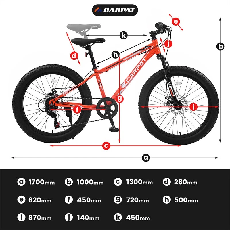24" Fat Tire Bike Shimano 7-Speed Front Suspension Mountain Bike for Adult Youth - Image 2 of 4