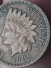 1909 P Indian Head Cent Penny- Full LIBERTY, XF Details, 2.5 Diamonds