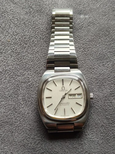 Vintage Omega Seamaster Silver Linen Dail Automatic Date Day Watch Cal 1020