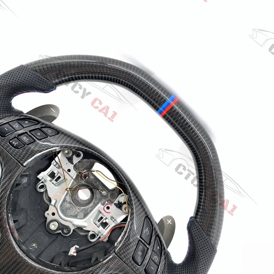Volante de fibra de carbono personalizado para BMW E46 E53 M3 Z4 X5 serie 3 1998-2006 Foto 2 de 4