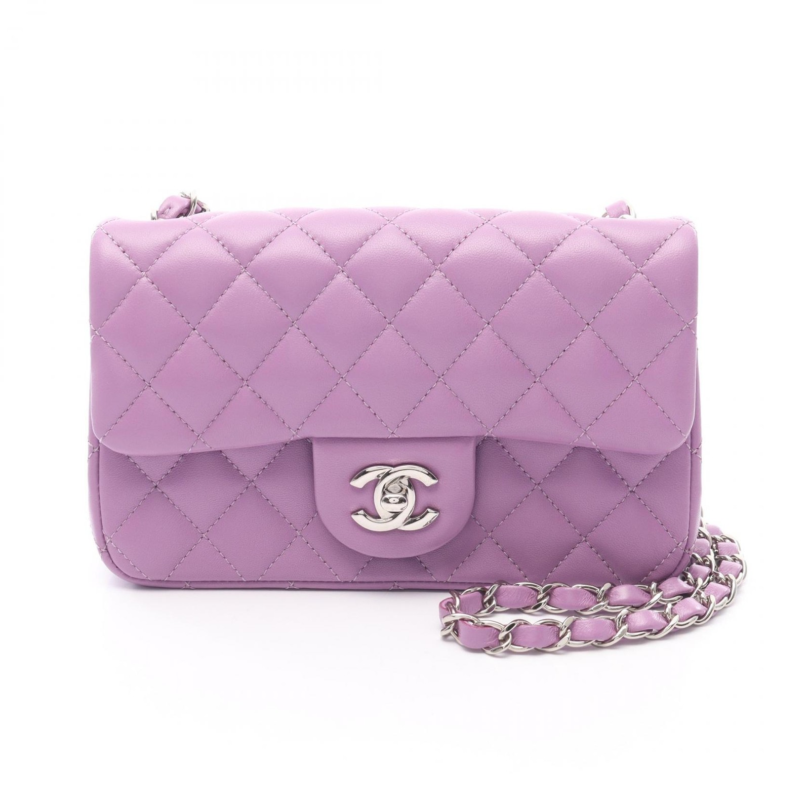 CHANEL Mini Matelasse 20 Chain Shoulder Bag A69900 Lamb leather Purple Used SHW