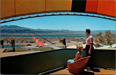 Lake Havasu City Resort Arizona Postcard Observation Deck Chrome Vintage