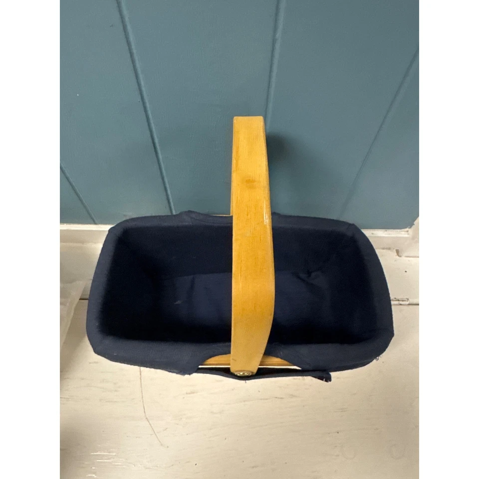 Taskett's Renaissance Woven Basket with Blue Fabric Liner Home Decor 9" x 5" - Image 2 of 4