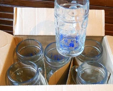 NEW - SET OF 6 -  1 Liter Hofbrau Munchen Oktoberfest Dimpled Glass Beer Steins