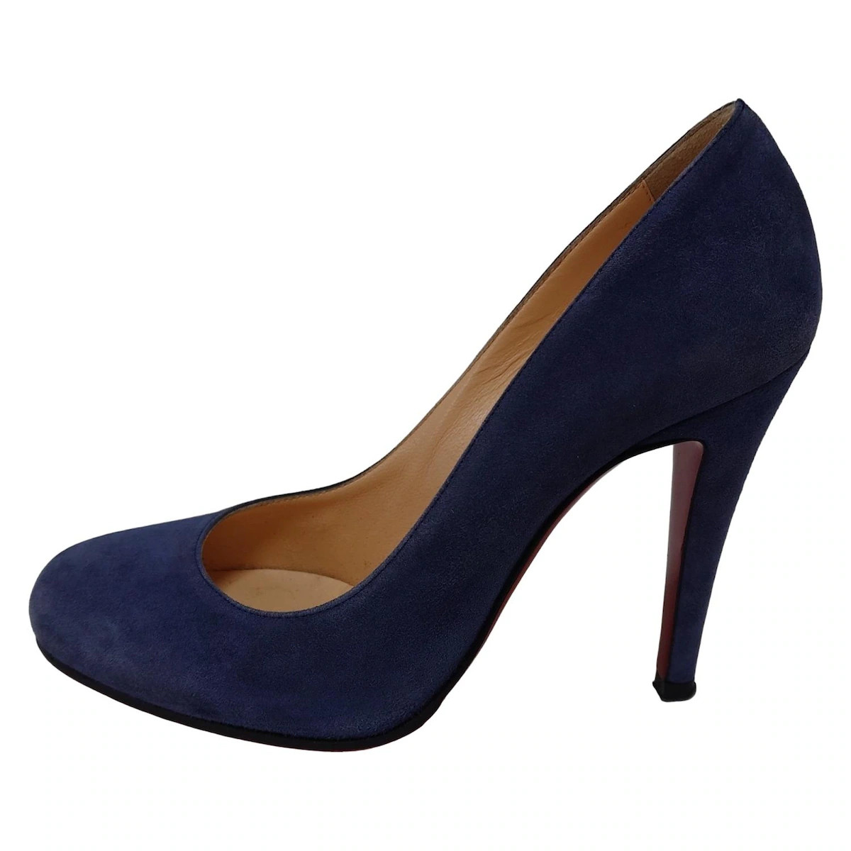 Auth CHRISTIAN LOUBOUTIN Blue Gray Suede Women's Pumps