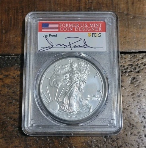 2020-W Burnished American Silver Eagle First Day of Issue PCGS SP70 Peed Signed